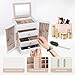 Dajasan Large Jewelry Box for Women, Jewelry Holder Organizer Box with 3 Drawers, 4-Tier Jewelry Storage Organizer with Mirror for Necklace Ring Bracelet Watch, Gift Idea (White)