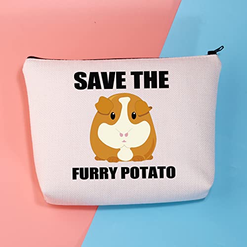 PLITI Funny Guinea Pig Makeup Bag Guinea Pig Lover Gift Save The Furry Potato Zipper Travel Pouch for Guinea Pig Owner Gift(Furry potatoU) - Image 3