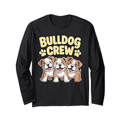 Buy Your Adorable Bulldog Crew Cartoon Long Sleeve T-Shirt for Dog Lovers – Cool Bulldog Puppy Cartoon Designs