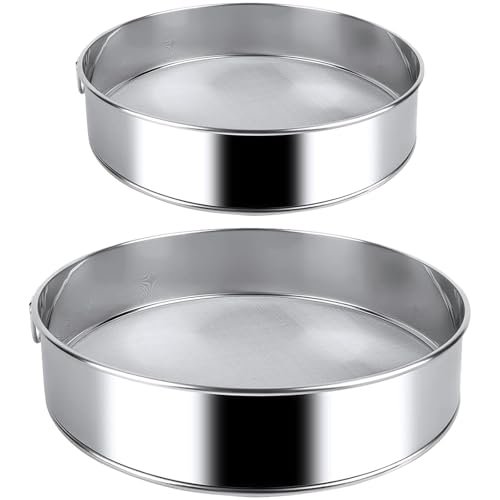 iPobie 2 Pièces Tamis de Farine Acier Inoxydable,15cm & 20cm Tamis de Pâtisserie Maille Fine,Tamis à Farine Rond,pour Farine,Sucre, Gâteaux, Légumes