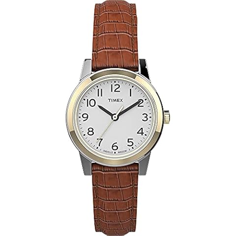 Timex Women's Watch with Two-Tone Case and Leather Strap Cover