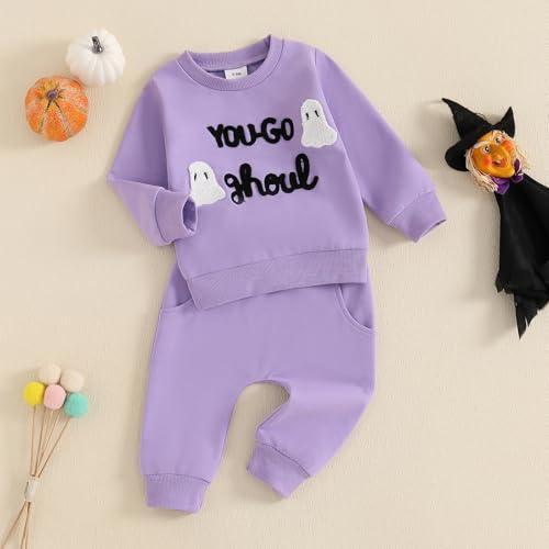 Halloween Outfits For Baby Girls Spooky Boo Ribbed Sweatshirt Pants Toddler Infant Girls Halloween Fall Clothes3