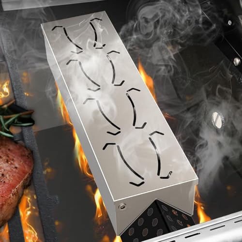 Caja ahumadora para parrilla, caja de ahumador resistente, accesorios de parrilla de acero inoxidable con práctica tapa de bisagra para una máxima producción de humos - imagen 2