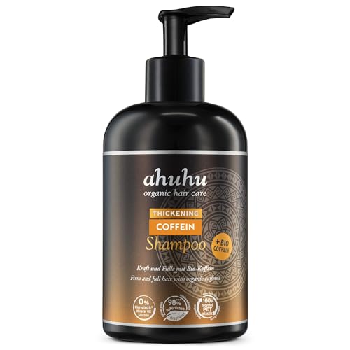 ahuhu THICKENING Coffein Shampoo (500ml) – Mit Bio-Koffein & Reisstärke, Stärkt Haarwurzeln & schützt die Kopfhaut, Mehr Volumen für Damen & Herren, Ohne Silikon & Parabene, Vegan