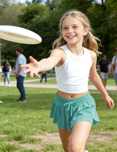 Image of KEREDA Girls Flowy Shorts,Youth /Toddler Butterfly Shorts with Spandex Liner 2-in-1 for Running,Sports,Athletic,Fitness,Tennis