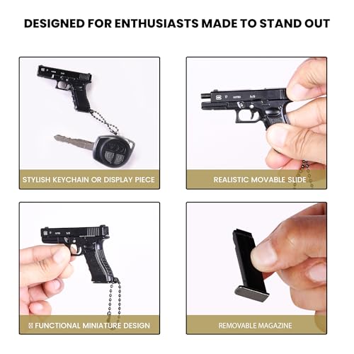 Image of Glock Metal Keychain 1:3 Miniature Model | Functional Slide & Removable Magazine | Working Trigger | Key Chain | Durable Metal Build | Collectible Model | Gift Item | (Black)