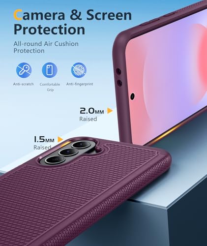 Image of FNTCASE for Galaxy A37-5G Phone Case - Samsung Military Grade Drop Protection Cover, 14ft Drop Tested, Screen Protector Included, Anti-Slip Textured, TPU+PC Dual Layer Shockproof (Burgundy Purple)