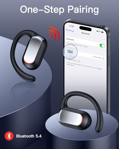 TAGRY Open Ear Headphones 48Hrs Playtime Bluetooth 5.4 Earbuds,Open Ear Buds with Secure Fit,IPX7 Waterproof Sport Open Ear Earbud with Earhook, Wireless Earphones for Gym Running Fitness Black - Image 4