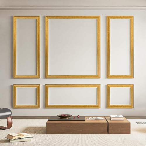 Image of Art3d Pre-Cut Wall Molding Set of 6 pcs, 3 Top 3 Bottom, Antique Gold