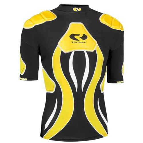 Rugbier – Hombrera de Rugby Profesional para Hombres - Hombrera Rugby Vulcano – Protección de Rugby Acolchada - Categorías Masculinas - Modelo Vulcano Amarillo/Negro. Talla L