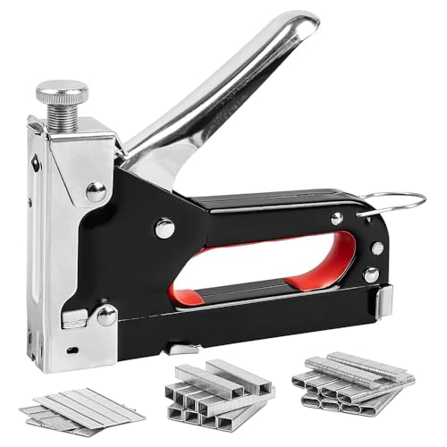 Heavy Duty Staple Gun with 3000 Staples, 3 in 1 - Wall Stapler, Anti-Slip, Adjustable Force - Quick-Jam Release Upholstery Wood - Premium Steel Construction