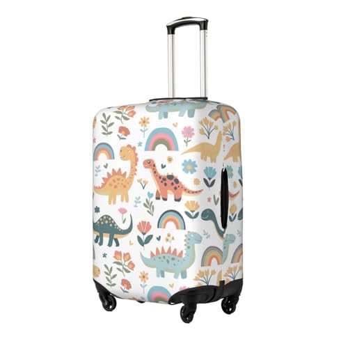 Elastic Travel Luggage Cover Printed Dinosaurs Flowers Double-Sided Suitcase Protector Bag,Dust-Proof Anti-Scratch Washable Baggage Covers For Kid Adult,Large2