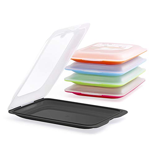 PracticFood – set met 5 fresh-worst- en levensmiddeldragers voor optimale opslag van schijven in de koelkast, afmetingen 17 x 3,2 x 25,2 cm.