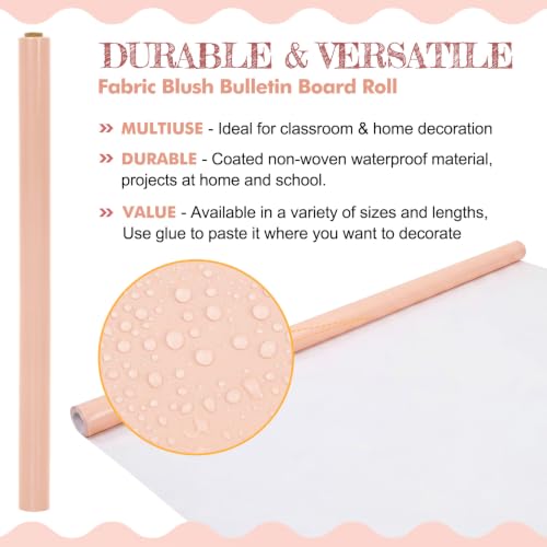 Image of 2 Roll Pink Bulletin Board Paper 12 x 4 ft Large Fabric Classroom Decor | 4x12 ft Fadeless Display Background, Durable for DIY Crafts Classroom Bulletin Boards, Back to School Decorating Projects
