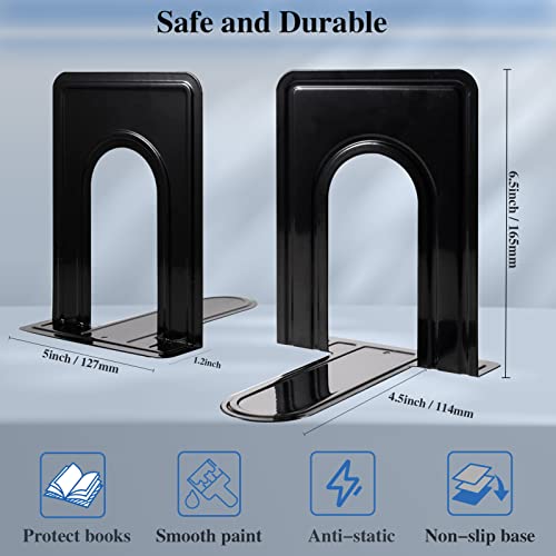 30 pcs metal book ends for shelves heavy duty bookends for office home kitchen decorative nonskid book ends to hold heavy books black 65 x 5 x 57 in 15 pairs