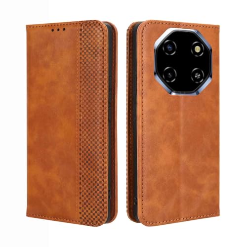 GOKEN Hülle für Blackview Shark 6 -Premium Synthetik Leder Klapp Handyhülle mit Kartenfach, Stoßfeste Schutzhülle, Silikon Innen, Ständer Funktion, Magnetverschluss -Braun
