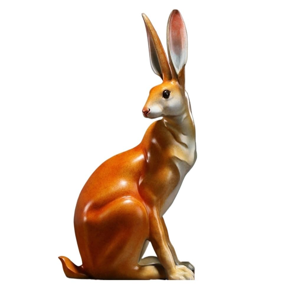 AFGFGHES Statue Home Copper Desktop Rabbit Bronze Sculpture Ornaments Office Handmade Statue Living Room Study Decoration Crafts Brass Figurine(A)