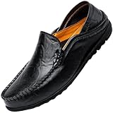 [SOARHOPE] ローファー メンズ 学生靴 男子 ドライビングシューズ 本革 スリッポン コインローファー 2way ブラック