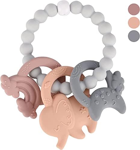 Aytop Teething Toy for Baby, Baby Teether Toys Teether Chew Toy BPA Free Silicone Easy to Hold with 3 Different Shapes Teether Toys Chew Toy for Over 3 Months Breast Feeding Babies Boys & Girls