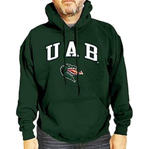 Campus Colors Adult Arch & Logo Soft Style Gameday Hooded Sweatshirt (UAB Blazers – Green, Medium)