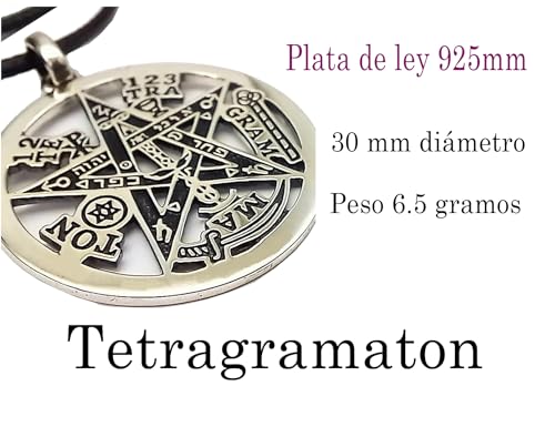 Tetragrámaton colgante de plata ley y pentagrama protector