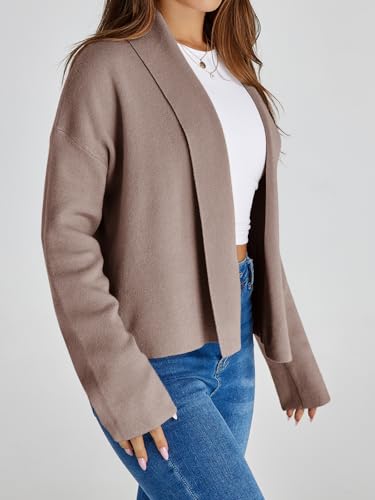 Image of Saodimallsu Womens Cropped Cardigan Open Front Shawl 2026 Fall Trendy Long Sleeve Sweater Jacket