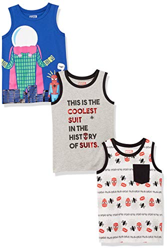 Spotted Zebra Boys' Kids Disney Star Wars Sleeveless Tank Top T-Shirts, 3-Pack Marvel Spidey, Small