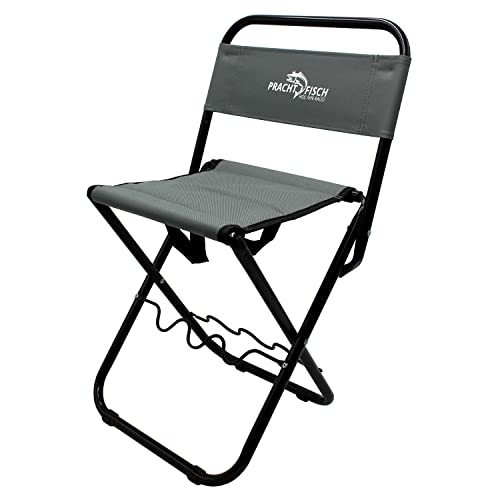 Prachtfisch Campinghocker - mit Lehne, Klapphocker, Klappstuhl, faltbar, Angelhocker, Campingstuhl, klappbar - Grau Prachtfisch Campinghocker - mit Lehne, Klapphocker, Klappstuhl, faltbar, Angelhocker, Campingstuhl, klappbar - Grau