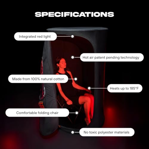 THE POD COMPANY The Sauna Pod - Portable Personal Dry Sauna for Recovery & Wellness - for Athletes & Everyday Users - Includes Red LED Light, Heater & Foldable Chair - Hot Air Technology - Up to 185 - Image 2