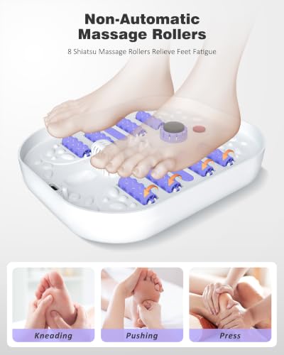 Image of SPA4PIEDS Collapsible Heated Foot Spa Bath with Bubble, Foot Soaking Tub Featuring 8 Shiatsu Rollers, Pumice Stone and Built-in Timer for Mom, Dad and Foot Relaxation (Purple)