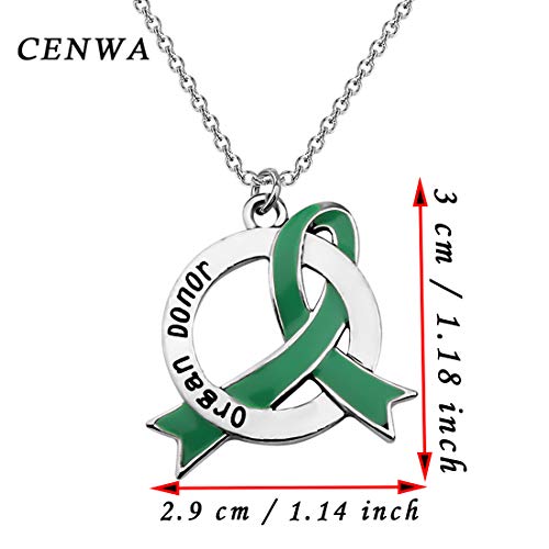 CENWA Organ Donors Green Ribbon Charm Necklace Organ Donor Gift Organ Donation Awareness Kidney Donor Thank You Gift2