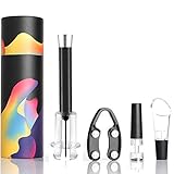1. 🍷【PREMIUM QUALITÄT】 Der Korkenzieher besteht aus einer hochwertigen Aluminiumlegierung mit Schraubengewinde und rutschfestem Design. Die Nadel ist 304 Edelstahl mit Beschichtung, stark und langlebig. Teflon-Nadelbehandlung in Lebensmittelqualität, hohe Festigkeit, Korrosionsbeständigkeit.