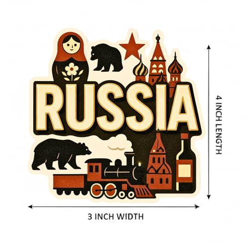Image of Souvenir Fridge Magnet | 4x3 Inch Collectible Travel Decor | Strong & Durable Refrigerator Magnet with Iconic Landmarks for Travelers (Russia)