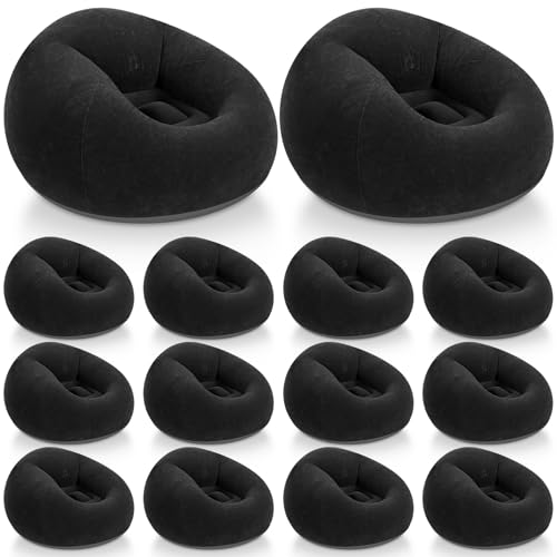 Image of Realspring Inflatable Bean Bag Chairs Outdoor Blow up Camping Chairs Inflatable Lazy Sofa Folding Portable Bean Bag Loungers Couch for Movie Night(Black,12 Pcs)