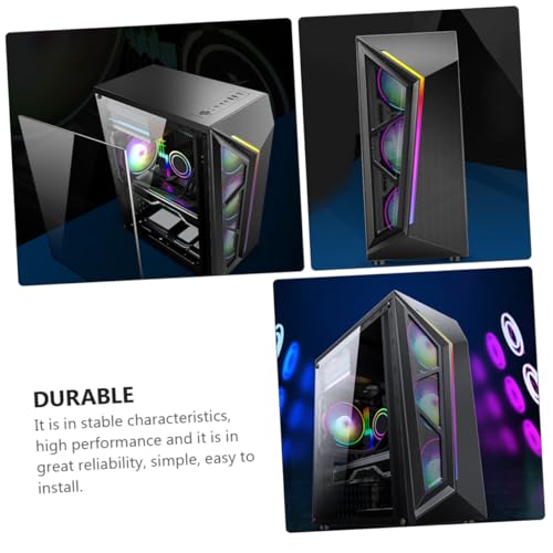 Gabinete de computadora de escritorio KALLORY RGB con panel lateral de vidrio templado, soporte de placa madre ATX, iluminación LED para juegos y uso de oficina miniatura 3