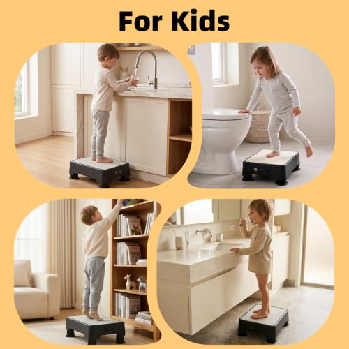 Image of Adjustable Step Stool for Adults, Toddler Step Stools, 700 LBS Capacity Non-Slip Safety Step Platform for Elderly and Kids, Portable Stair Assist for Cars, Bedside, Kitchen, and Shower, White