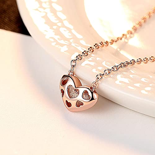Collier en argent sterling pendentif amour rose accessoire coréen unique