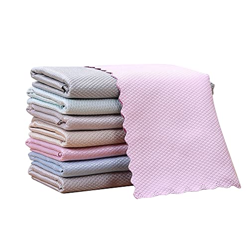 Alljoto 10 Pack Inches, Fish Scale Rags, Microfiber Polishing Cleaning Cloth,for Windows Cars Mirrors Stainless Steel,Reusable Glass Scrubbing Cloth,Household Cleaning,No Watermark on Items