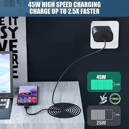 Image of Original Sam-Sung 45W Type C High Speed Charger for Sam-Sung Super Fast Power Adapter with USB C 3.3Ft Cable Wall Charging Samsung Galaxy S24 /S23 fe /S24 Ultra /S23 /S21 /Z Fold /(TOY17)