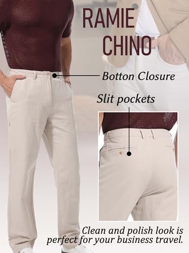 Men's Ramie-Cotton Travel Chinos with Hidden Pockets Lightweight Summer Pants Loose Fit3
