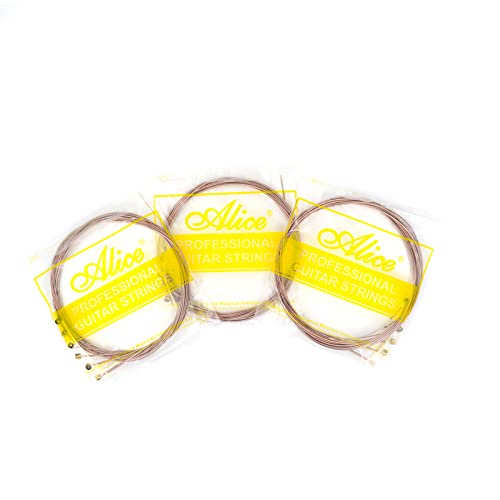 Alice Guitar String, 3 Pack Acoustic Guitar Strings 6 Strings Set, 12-53 Light Tension, Anti-Rust Coating Extended String Life #TOP7