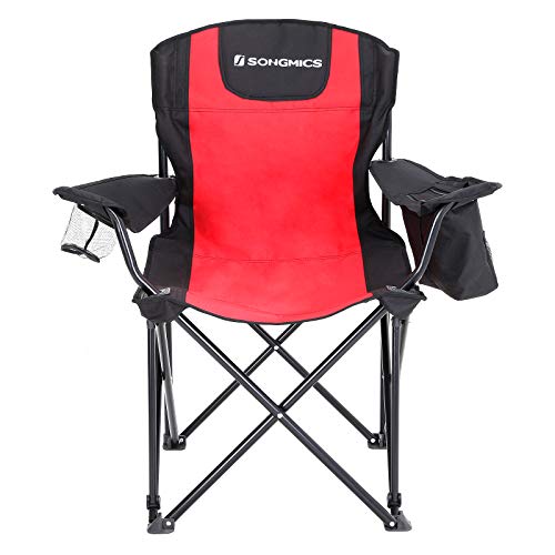 SONGMICS-Campingstuhl-klappbar-Klappstuhl-mit-hoher-Rueckenlehne-mit-Flaschenhalter-und-Kuehltasche-komfortabel-Robustes-Gestell-bis-150-kg-belastbar-Outdoor-Stuhl