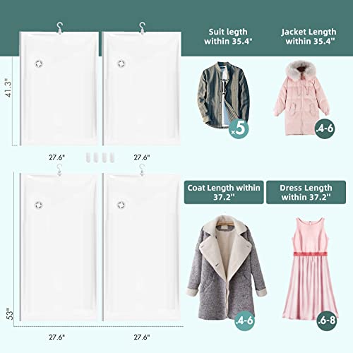 Napzzzz Hanging Vacuum Storage Bags, Space Saver Bags For Clothes, Set Of 4 (2 Long, 2 Short), Premium Vacuum Sealer Bags For Clothing, Suits And Coats, Clothes Compression Storage Bags #TOP2