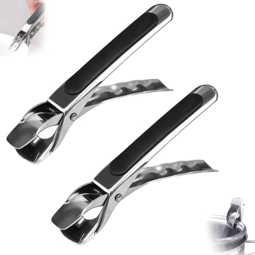 NIEEKRUN 2 Stück Anti Verbrühungs Zange Küche Retriever Zange für Heißluftfritteuse Verbrühschutzclip aus Edelstahl Rutschfeste Greifer Schüssel Pan Dish Gripper Küche Gadgets für Heiße Gerichte