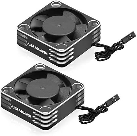 2Pack RC Car Motor Cooling Fan Heatsink 28000RPM Brushless ESC Cooling Fan for RC Car 1/8 1/10 540 550 Motor (Black+Silver)