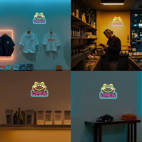 Image of ineonlife Lucky Cat Open Neon Sign Cute Cat Neon Signs for Wall Decor Led Light for Used In Restaurants Ramen Shops Izakaya Sushi Restaurants Shop Decorations Business Opening Gift