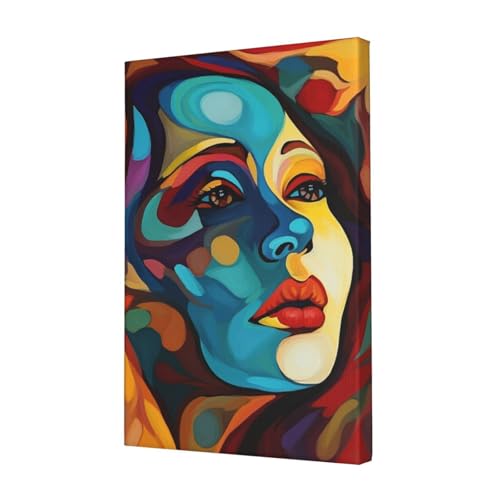 Toile abstraite visage de femme coloré décoration murale HD 30x45cm