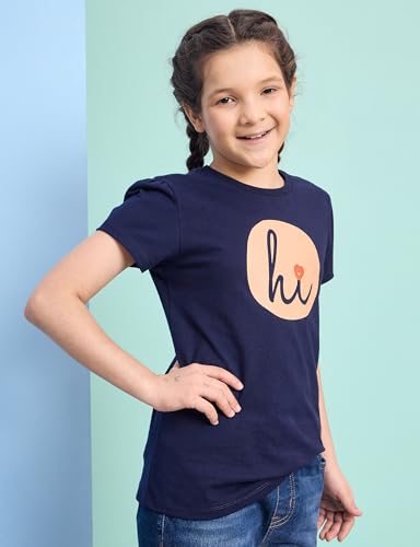 Image of Amazon Brand - Symbol Girls 100% Cotton Graphic Printed Half Sleeves T-Shirt | Age 2-14 Years (Combo Pack of 3 and 5)