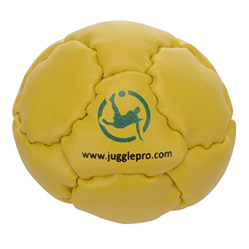 Footbag mit 14 Panel – Modell Sumo – FUSSJONGLIEREN - Gelb Kunstleder, Kunststoffpaletten gefüllt, Handgenäht