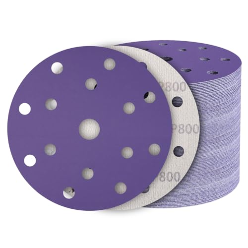 50 Piezas Discos para lijas 150mm, lija circular con 15 Agujeros 800 grano para 5 Pulgadas Lijadora Excéntrica y Lijadora Orbita, automóviles, metal, acero inoxidable